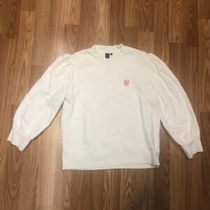 RÉSUMÉ Puff Sleeve Sweatshirt Sz. XS $130 Resume White Pink Heart